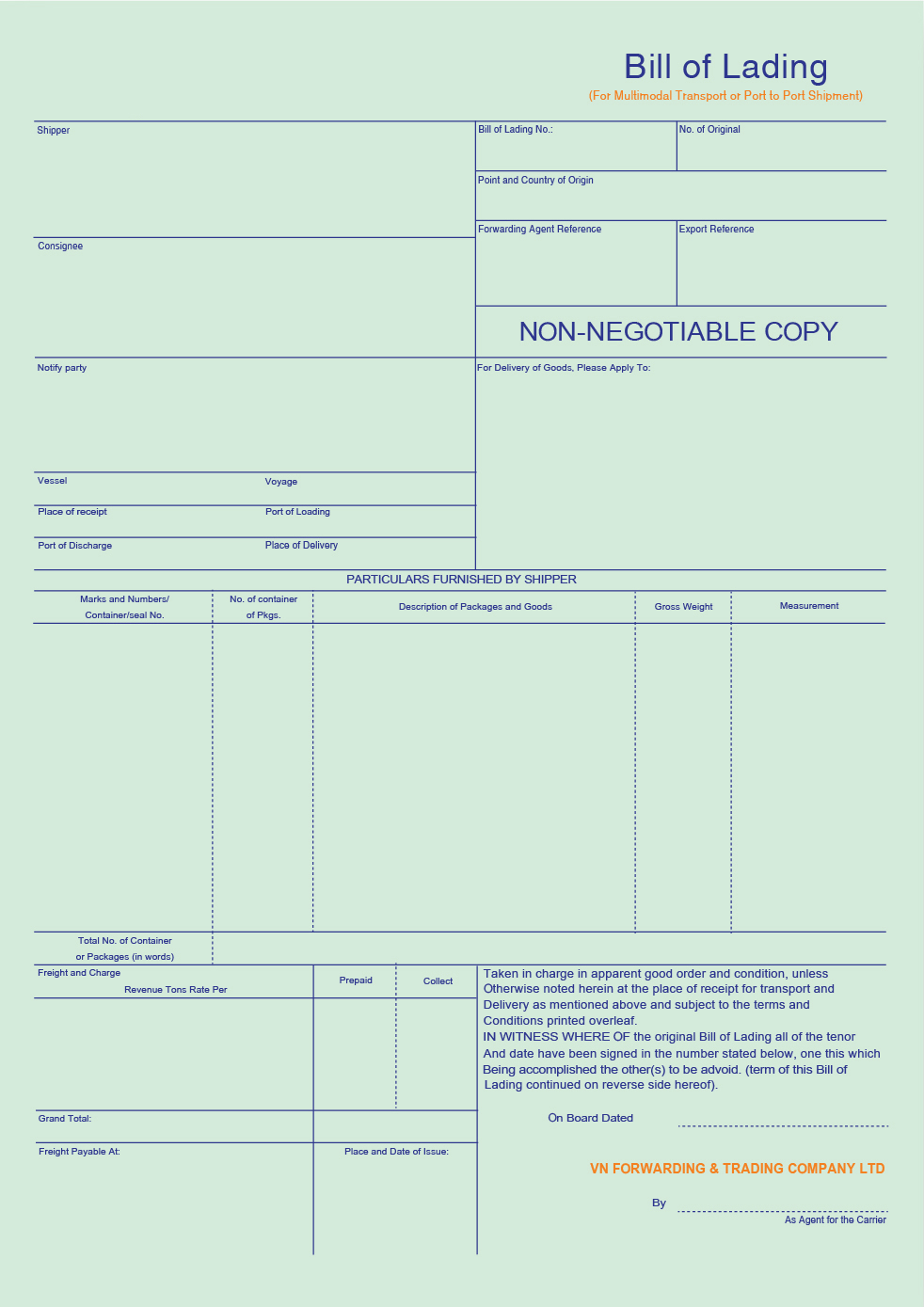 Bill of lading